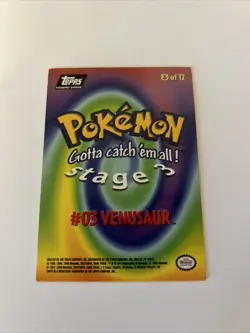 Venusaur E3 of 12 Topps Black Label Pokemon Trading CG 1999 LP - Image 2