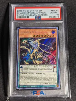 Yugioh Chaos Emperor, The Dragon Of Armageddon BLAR-EN051 1st Secret PSA 10 - Image 1