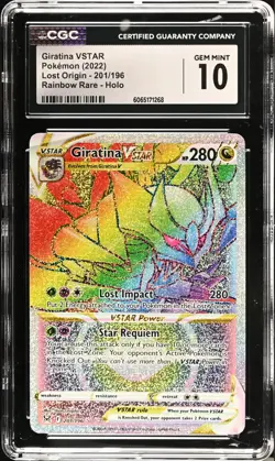 CGC 10 GEM MINT Giratina VSTAR 201/196 Lost Origin Secret Rare Holo Pokemon Card - Image 1