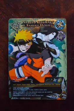 Naruto CCG Naruto Uzumaki & Sasuke Uchiha PR 064 Promo Foil Squad Card Holo - Image 1