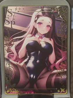 Nezuko Kamado Demon Slayer Goddess Story Gold Metal Anime Waifu Card Leather SSR - Image 1