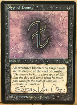 LIMITED EDITION Legends Vintage MtG Glyph of Doom Unplayed NM SIGNED! - Image 1