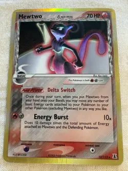 Pokemon Mewtwo TCG Delta Species 12/113 Holo Rare Card HP - Image 1