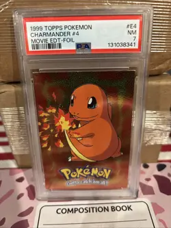 1999 Topps Pokemon Movie CHARMANDER Black Logo #E4 - PSA 7 - Image 1