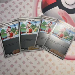 Pokemon TCG 4x Pokemon Center Lady 123/132 Reverse Holo Playset NM - Image 1