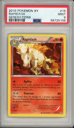 2016 Pokemon XY Generations Rapidash #15 PSA 9 - Image 1