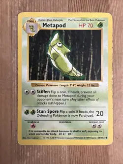 Pokemon TCG - Metapod 54/102 Common - WOTC Base Set Shadowless - HP - Image 1