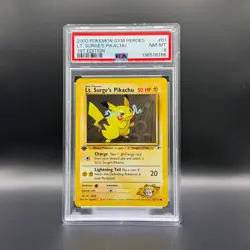 2000 POKEMON GYM HEROES 1ST ED #81 LT. SURGE'S PIKACHU PSA 8 - Image 3