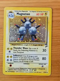 Pokemon TCG Magneton Base Set 2 9/130 Unlimited Holo Rare Card WOTC HP - Image 1