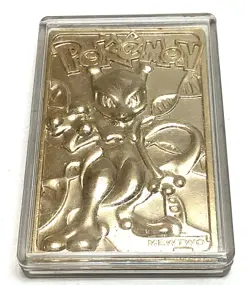 Vintage 1999 Burger King Mewtwo Pokemon 23K Gold Plated Card inside Plastic Case - Image 1