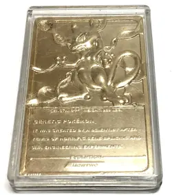 Vintage 1999 Burger King Mewtwo Pokemon 23K Gold Plated Card inside Plastic Case - Image 2