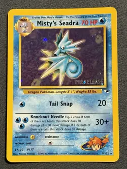 Misty's Seadra (Prerelease) 009/132 Wotc Promo Holo Rare Pokemon Card NM - Image 1