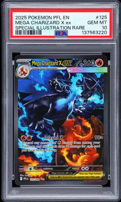 2025 POKEMON PFL EN-PHANTASMAL FLAMES #125 MEGA CHARIZARD X EX PSA 10 - Image 1