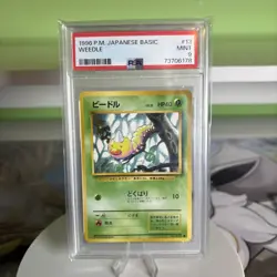 Pokemon PSA 9 MINT Weedle 1996 Base Set Japanese Original Card. - Image 1