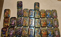 Lot Of 28 : Pokemon Prismatic Evolutions Opened Mini Tins Empty No Packs - Image 1