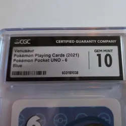 2021 Pokemon Venusaur Pokemon Playing Cards Pocket Uno 6 Blue CGC gem mint 10 - Image 2