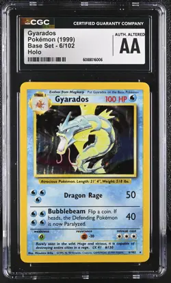 CGC Authentic Altered Gyarados 1999 Base Set 6/102 Holo Pokemon Card - Image 1