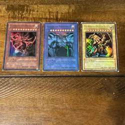YuGiOh GBI-001, 002, 003 Ultra Rare Slifer Obelisk Ra Egyptian God Cards - Image 1
