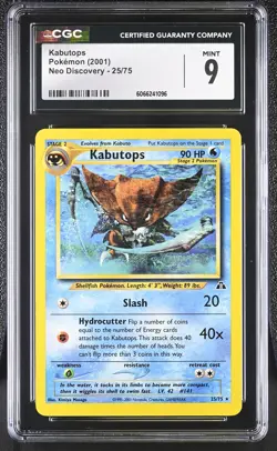 CGC 9 MINT Kabutops 2001 Neo Discovery 25/75 Pokemon Card - Image 1