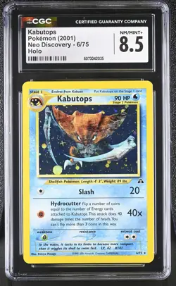 CGC 8.5 Kabutops 2001 Neo Discovery 6/75 Holo Pokemon Card - Image 1