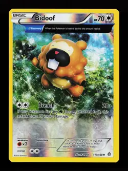 Bidoof (Alpha) 117/160 Reverse Holo Uncommon XY - Primal Clash Pokemon Card - Image 1