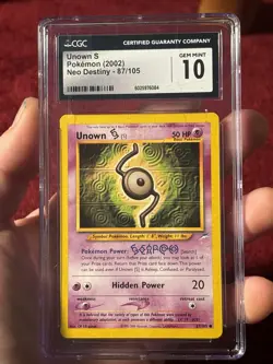 Pokemon TCG 10 Unknown Graded Card Vintage Gem Mint Neo Destiny - Image 1