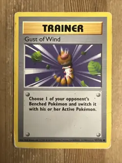 Gust of Wind SHADOWLESS Base Set Pokemon Card 93/102 WotC 1999 Vintage TCG DMG - Image 1