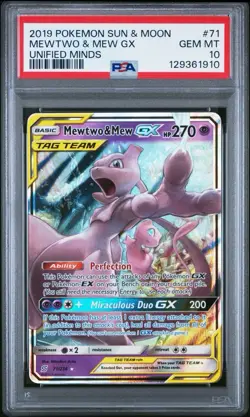 Pokemon Mewtwo & Mew GX 71/236 Unified Mind #71 Tag Team GEM MINT PSA 10 - Image 1