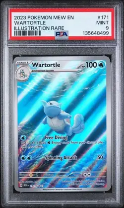 PSA 9 Wartortle Illustration Rare #171 Pokemon 151 Mew EN 2023 - Image 1