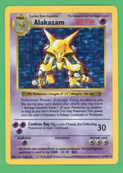 Alakazam Pokemon Base Set Shadowless Holo Rare 1/102 - Image 1
