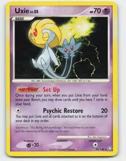 2008 Pokemon, Legends Awakened, #43/146 Uxie, Rare - Image 1