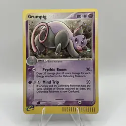 Pokemon TCG Grumpig EX Dragon holo rare 6/97 2003 LP - Image 1