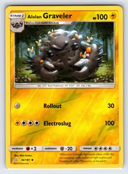 Alolan Graveler 36/181 2019 S&M Team Up Pokemon Card Reverse Holo Uncommon - Vlp - Image 1