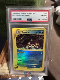 2003 Pokemon Skyridge Omastar-Rev. Foil Holo #23 EX-MT PSA Grade 6 Card Rare - Image 1
