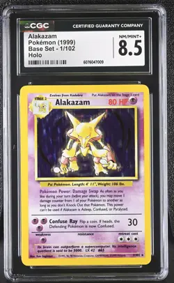 CGC 8.5 Alakazam 1999 Base Set 1/102 Holo Pokemon Card - Image 1