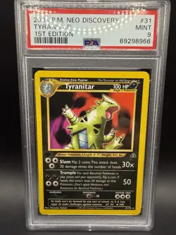 Pokemon TCG Tyranitar Neo Discovery 31 1st Edition Rare Card PSA 9 Mint WOTC - Image 1