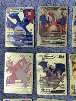 Set of 25 Charizard,Greninja,Sylveon&More Gold Foil Fan Art Cards - Image 2