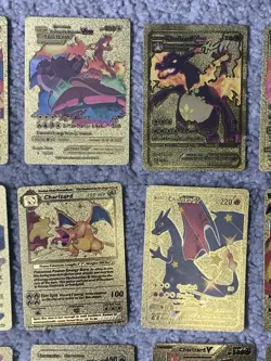 Set of 25 Charizard,Greninja,Sylveon&More Gold Foil Fan Art Cards - Image 3