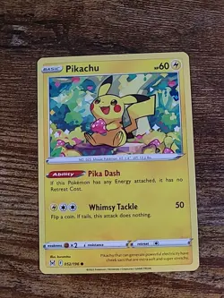 Pikachu 052/196 NM Non Holo Foil Adorable Heart Art Lost Origin Pokemon Card! - Image 1