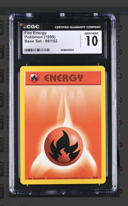 CGC Gem Mint 10 Fire Energy 98/102 Base Set Vintage 1999 Pokemon TCG Card Graded - Image 1
