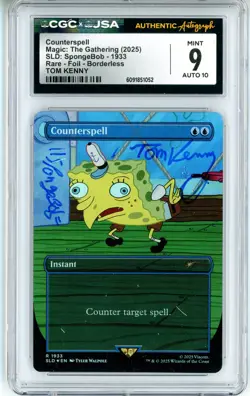 CGC MINT 9 Auto 10 Tom Kenny Counterspell SDL Spongebob R 1933 Foil Borderless - Image 1