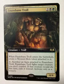 x1 Faunsbane Troll - Extended Art R MTG Wilds of Eldraine M/NM, English - Image 1
