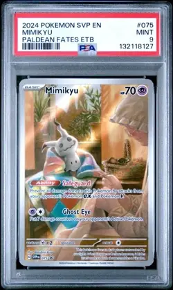 POKEMON SVP PALDEAN FATES ETB PROMO #075 MIMIKYU PSA 9 MINT. - Image 1