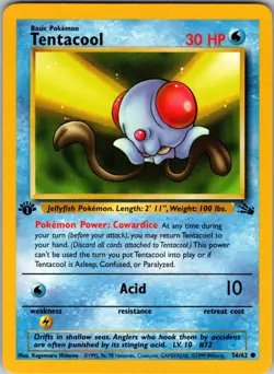 Tentacool 56/62 Fossil 1st Edition Pokemon TCG NM - Image 1