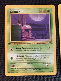 Pokemon Lot (2) Grimer & Mankey 1st Edition Base Pokemon Fossil - Image 2