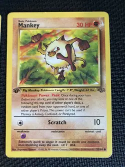 Pokemon Lot (2) Grimer & Mankey 1st Edition Base Pokemon Fossil - Image 3