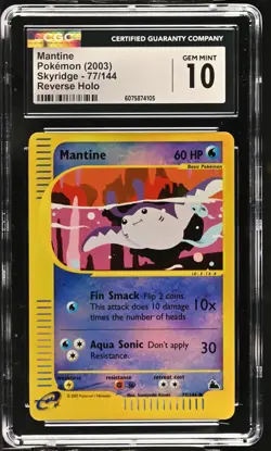 CGC 10 GEM MINT Mantine 2003 Skyridge 77/144 Reverse Holo Pokemon Card - Image 1