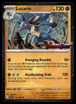 LUCARIO 114/198 STAMPED PROMO SCARLET & VIOLET POKEMON - Image 1
