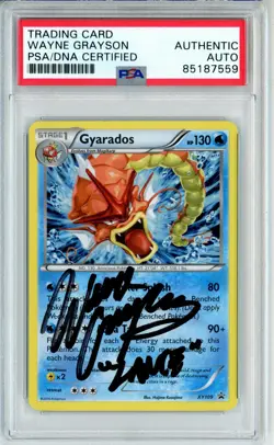 PSA Signed Wayne Grayson Pokemon TCG Gyarados XY109 Black Star Promo XY Holo - Image 1