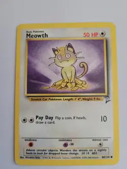 Pokemon TCG Base Set 2 Meowth 80/130 LP - Image 3